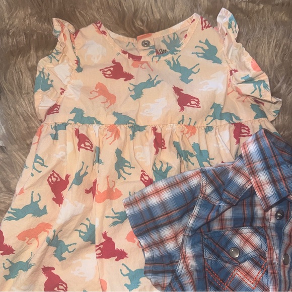 Wrangler Baby Romper western plaid & dress with Horse Print 3-6 m - Picture 3 of 7